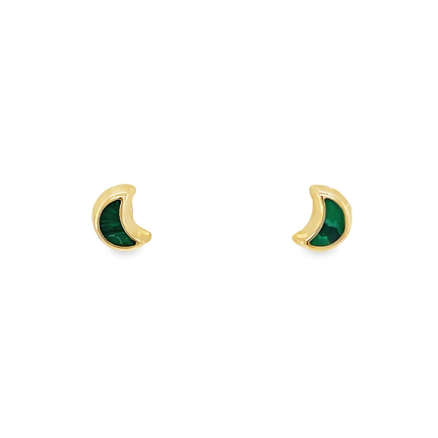 Jai's 14K Yellow Gold Malachite Baby Moon Studs