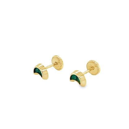 Jai's 14K Yellow Gold Malachite Baby Moon Studs