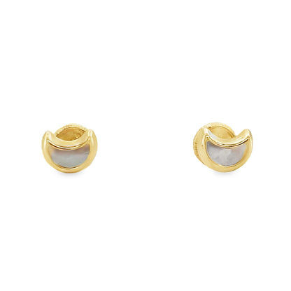 Jai's 14K Yellow Gold Mother-of-Pearl Baby Moon Studs