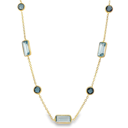 Jai's 14K Yellow Gold Blue Gemstone-studded Necklace