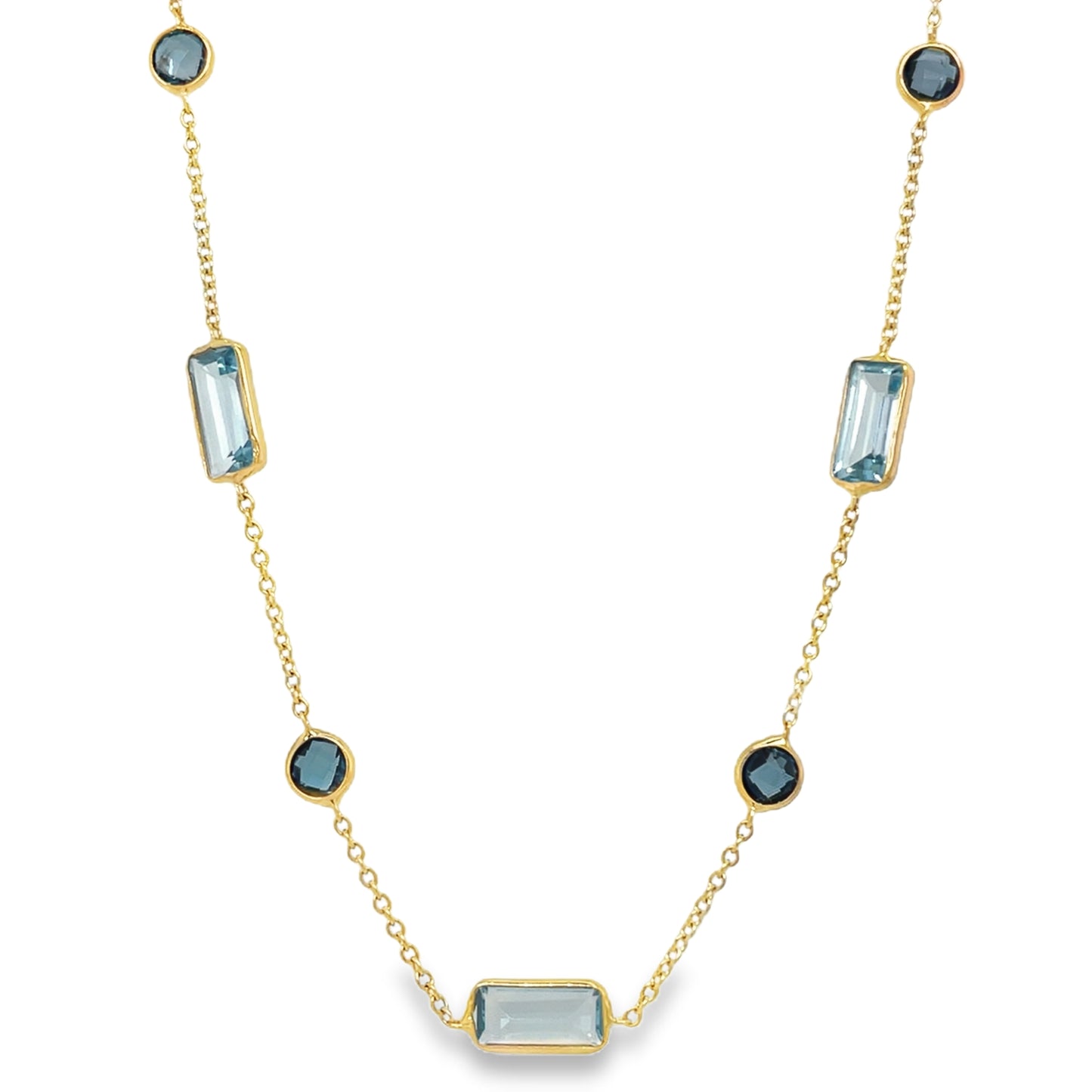 Jai's 14K Yellow Gold Blue Gemstone-studded Necklace