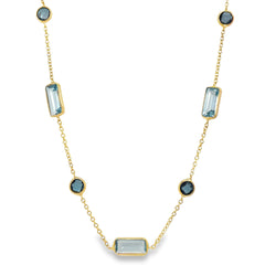 Jai's 14K Yellow Gold Blue Gemstone-studded Necklace