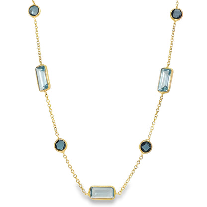 Jai's 14K Yellow Gold Blue Gemstone-studded Necklace