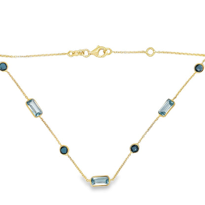 Jai's 14K Yellow Gold Blue Gemstone-studded Necklace