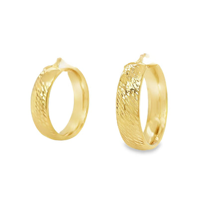 Jai's 14K Yellow Gold Engraved Oval Hoops