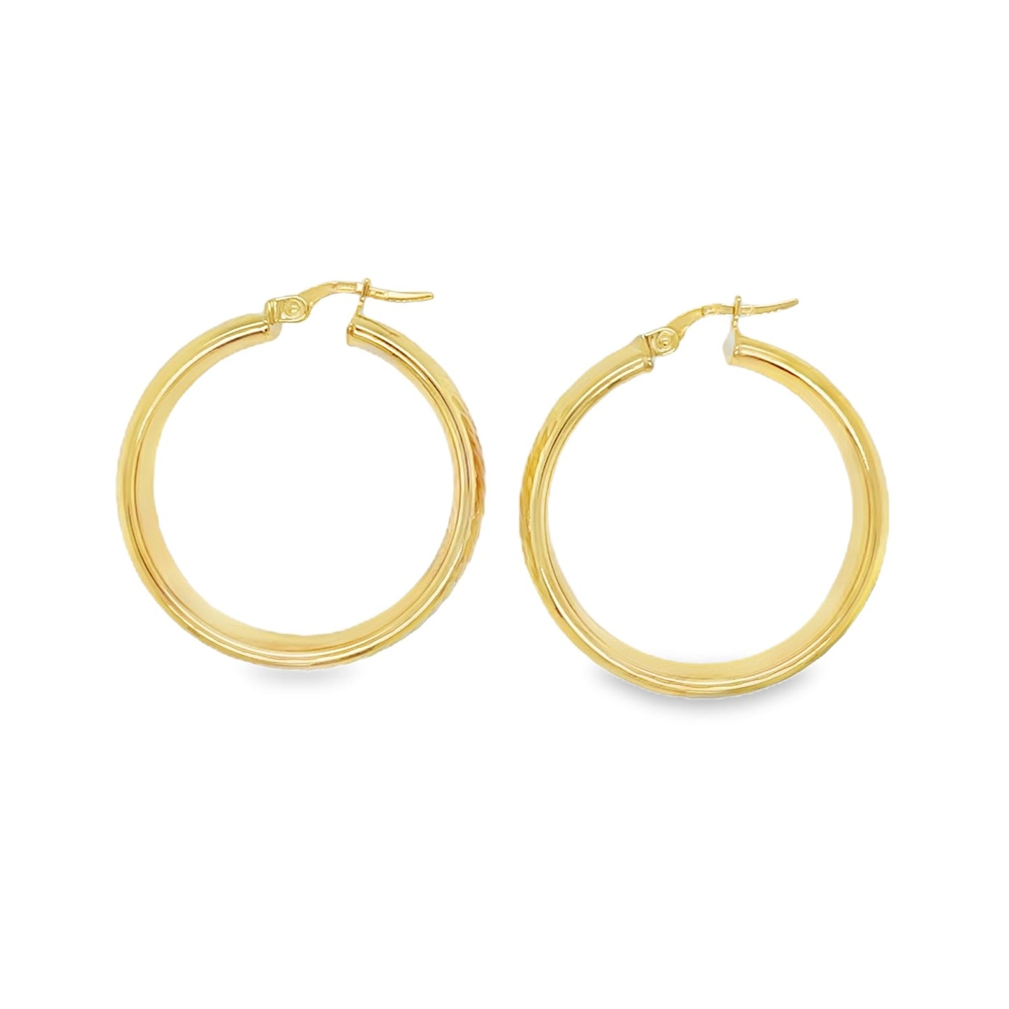 Jai's 14K Yellow Gold Engraved Oval Hoops