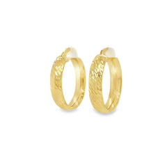 Jai's 14K Yellow Gold Small Engraved Oval Hoops