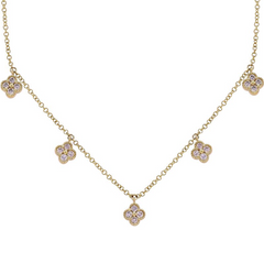 Jai's 14K Yellow Gold Diamond Clover-studded Necklace