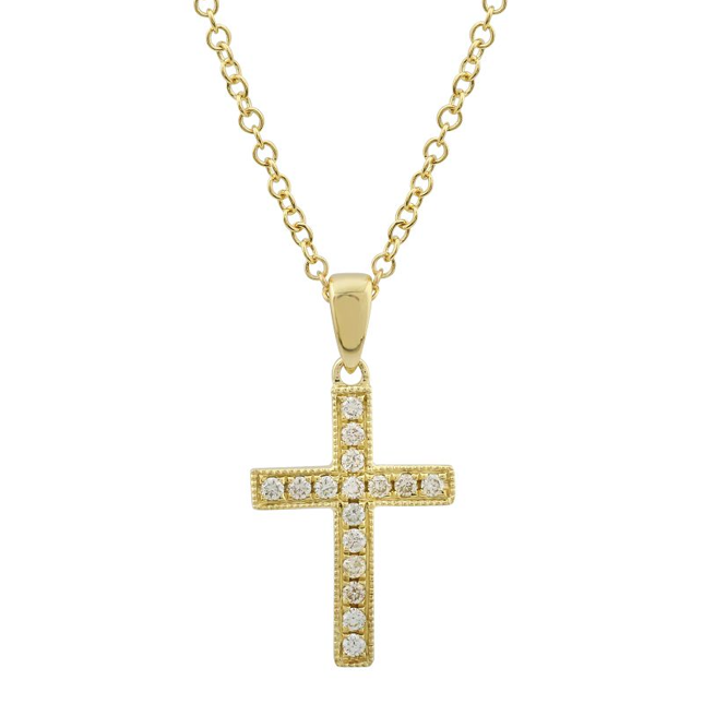 Jai's 14K Yellow Gold Diamond Cross Necklace