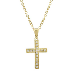 Jai's 14K Yellow Gold Diamond Cross Necklace