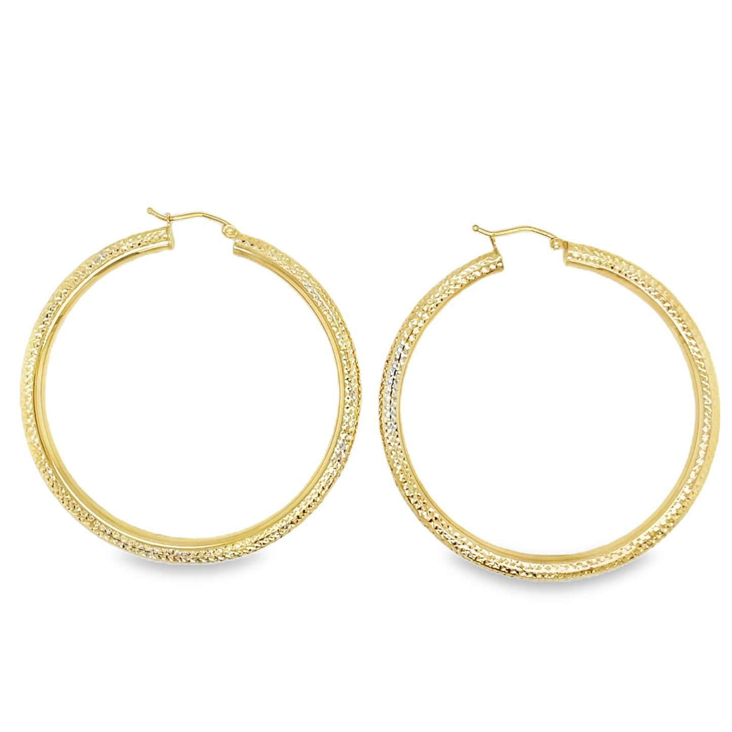 Jai's 14K Yellow Gold Large Thick Diamond-cut Hoops