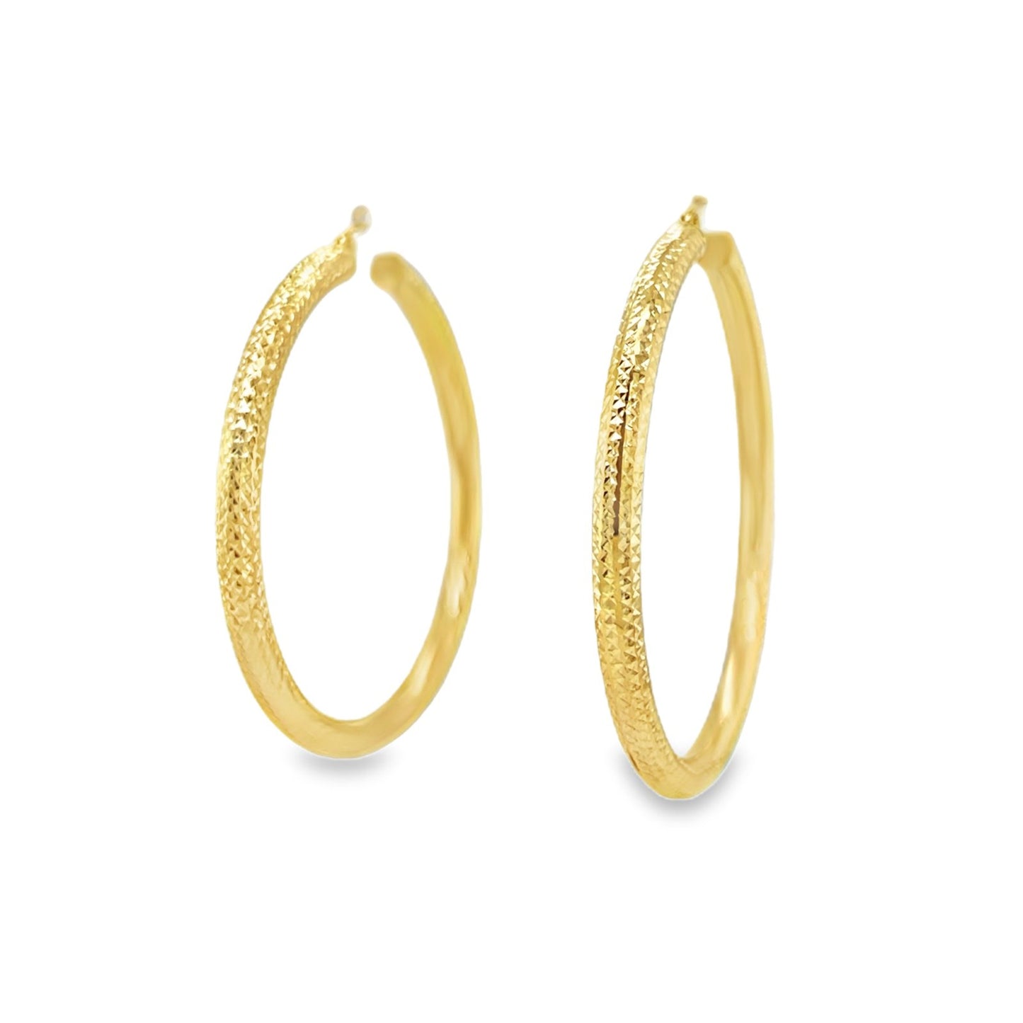 Jai's 14K Yellow Gold Large Thick Diamond-cut Hoops