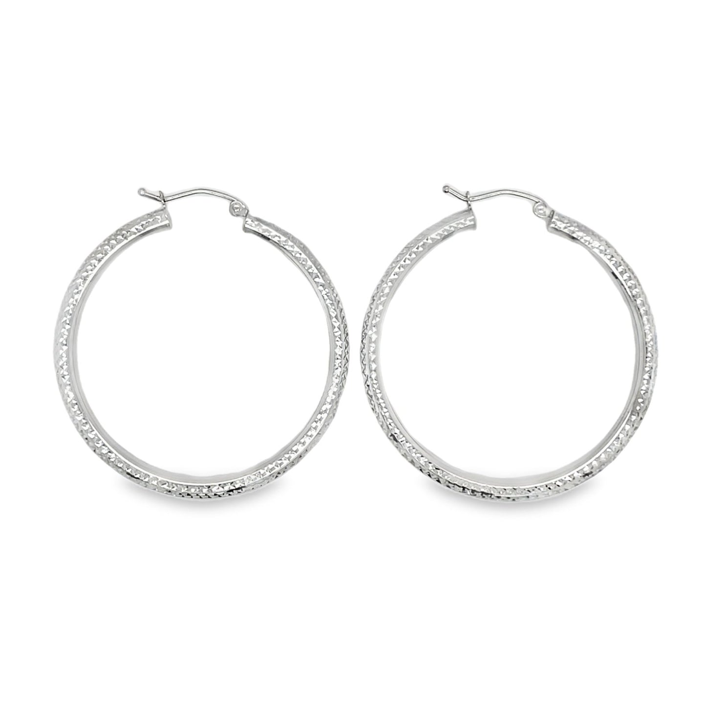 Jai's 14K White Gold Diamond-cut Hoops