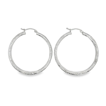 Jai's 14K White Gold Diamond-cut Hoops