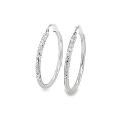 Jai's 14K White Gold Diamond-cut Hoops