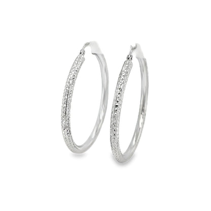 Jai's 14K White Gold Diamond-cut Hoops