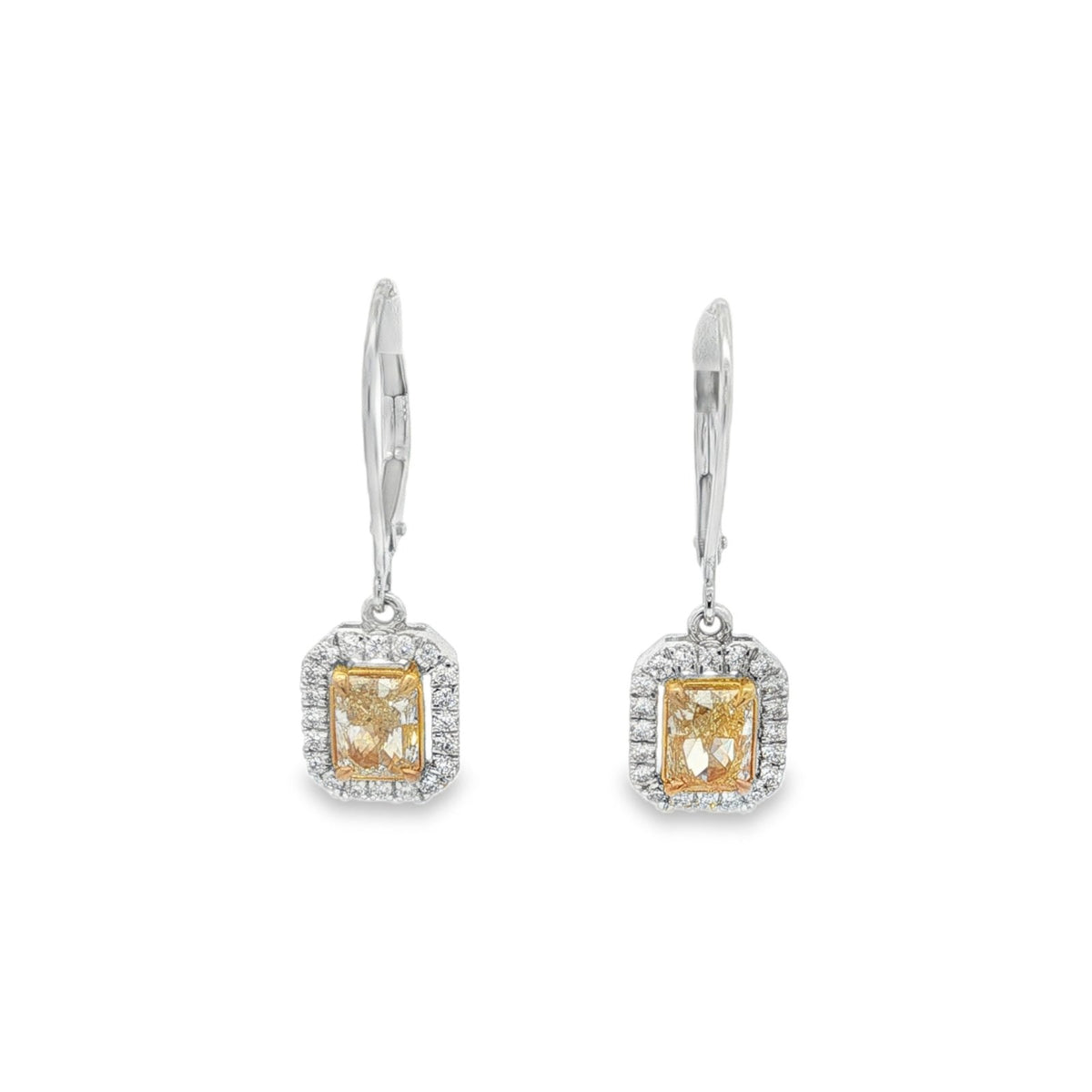 Jai's 18K Two-tone Radiant-cut Yellow Diamond Drop Earrings