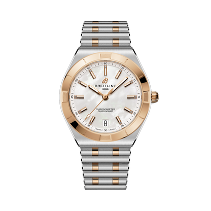 Breitling's Chronomat Automatic 36 with White Mother-of-Pearl Dial & Diamonds