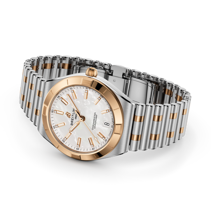 Breitling's Chronomat Automatic 36 with White Mother-of-Pearl Dial & Diamonds