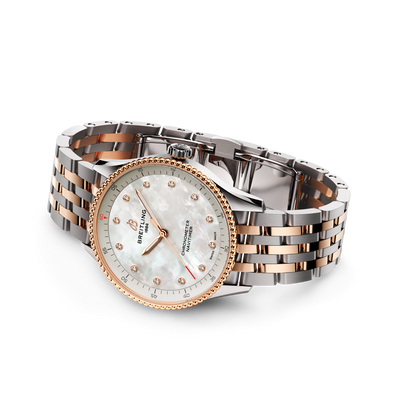Breitling's Navtimer 32 with White Mother-of-Pearl Dial & Diamonds