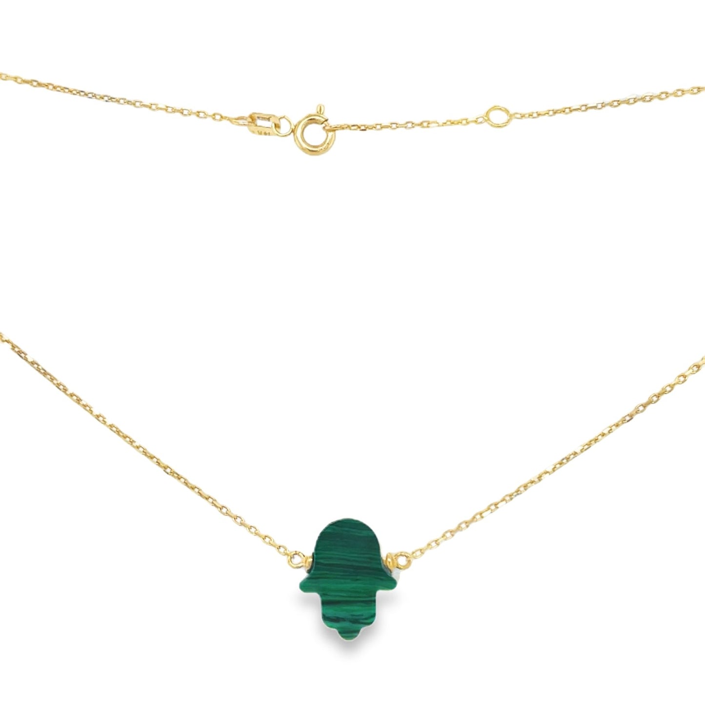 Jai's 14K Yellow Gold Malachite Hamsa Hand Necklace