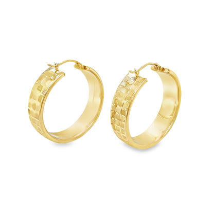 Jai's 14K Yellow Gold Thick Checkered Hoops
