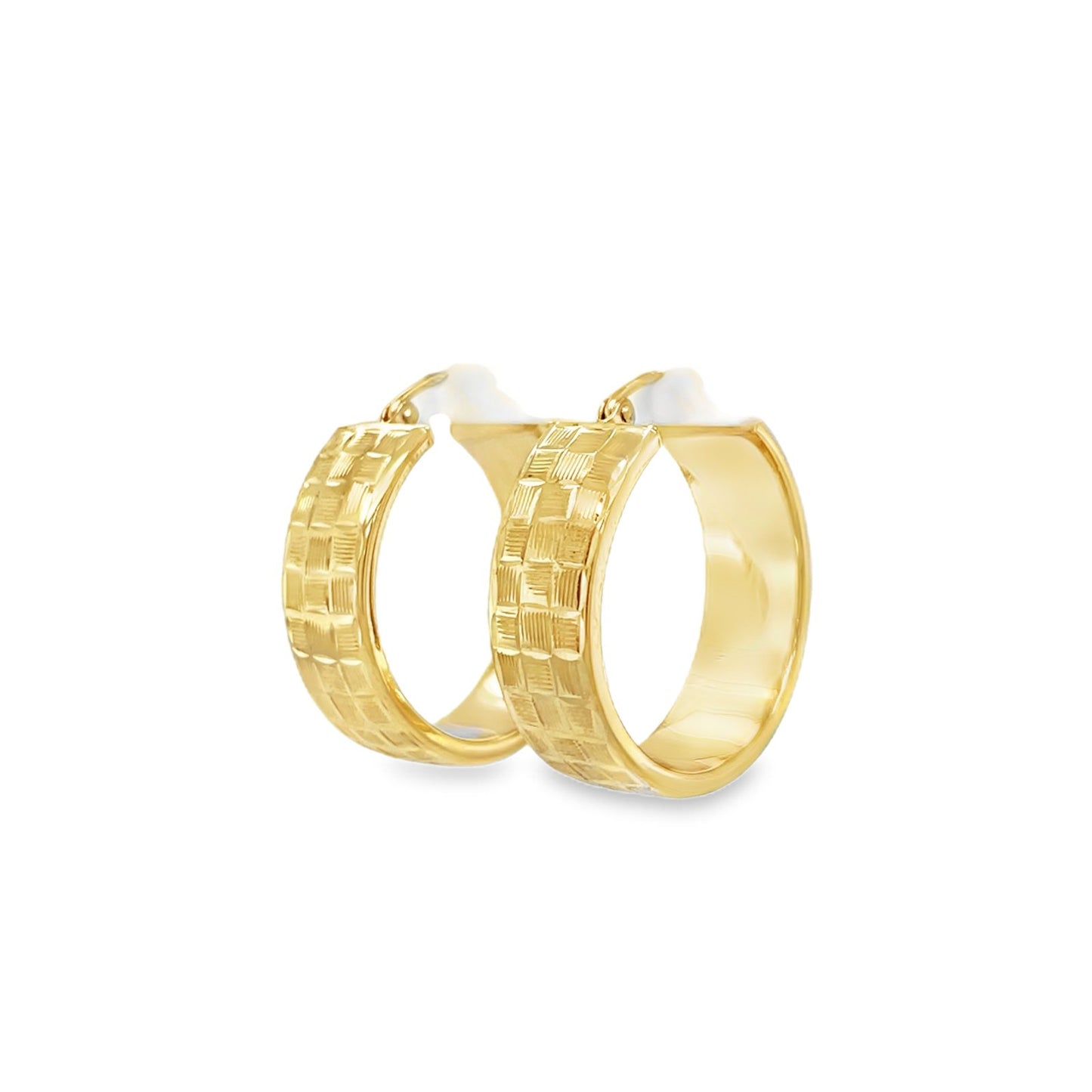 Jai's 14K Yellow Gold Thick Checkered Hoops
