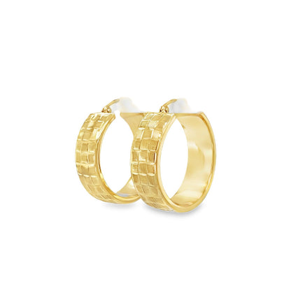 Jai's 14K Yellow Gold Thick Checkered Hoops