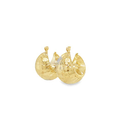 Jai's 14K Yellow Gold Thick Bowed Checkered Huggies