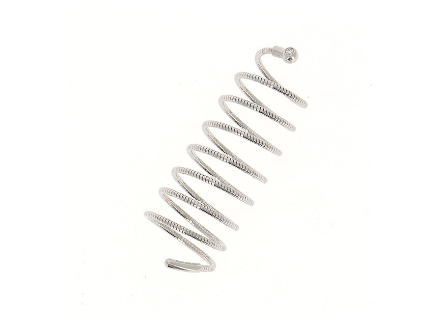 Pesavento's Rhodium-plated Silver DNA Diamond Coiled Ring