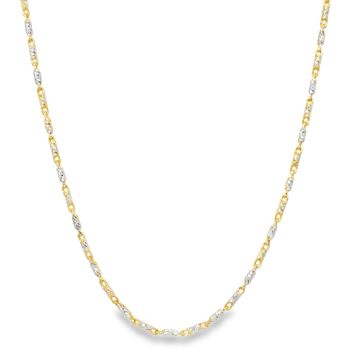 Jai's 14K Two-tone Petite Diamond-cut Link-bar Chain