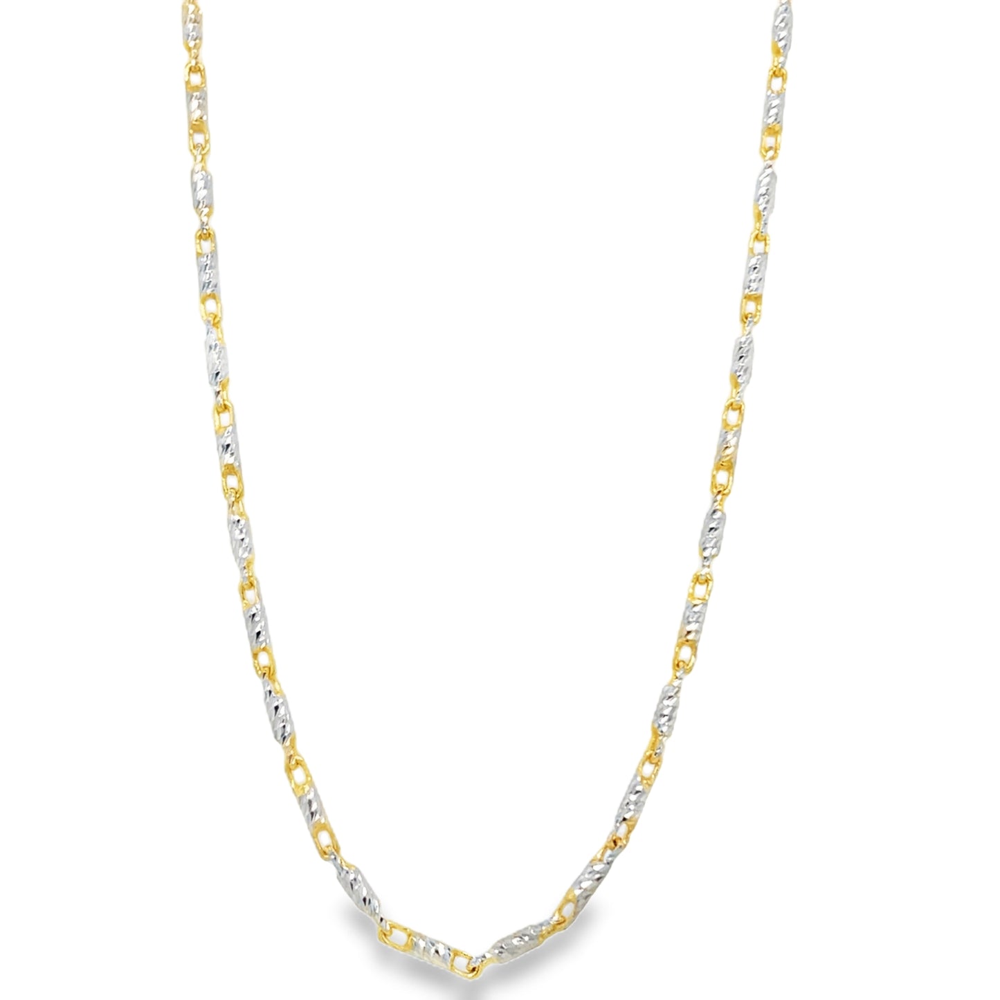 Jai's 14K Two-tone Diamond-cut Link-bar Chain