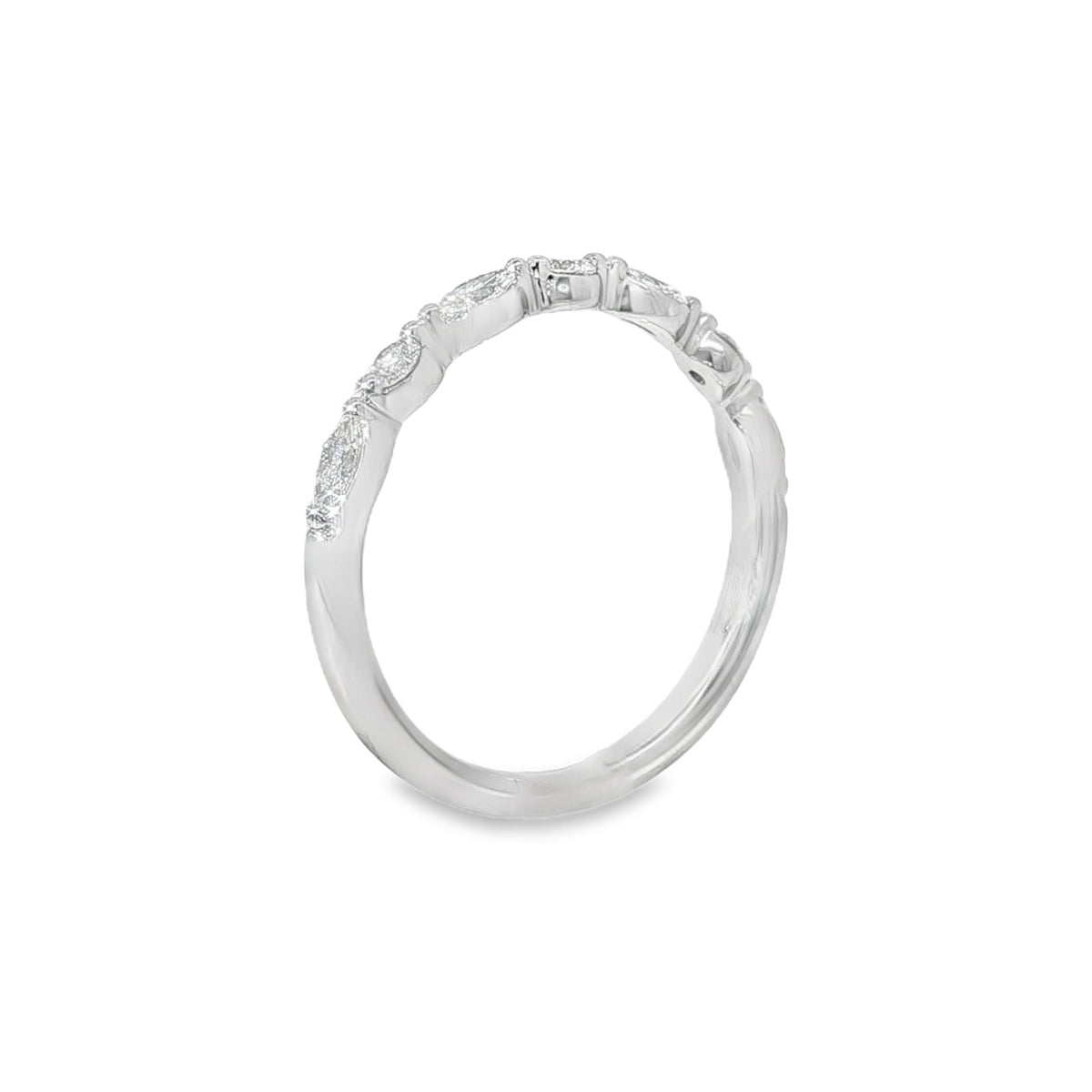 Jai's 14K White Gold Marquise-cut Diamond Wedding Band