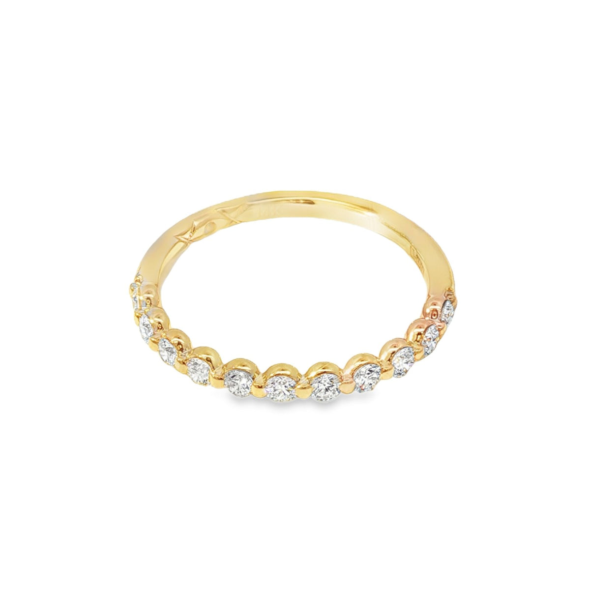 Jai's 14K Yellow Gold Semi-pave Diamond Wedding Band