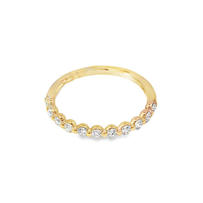 Jai's 14K Yellow Gold Semi-pave Diamond Wedding Band