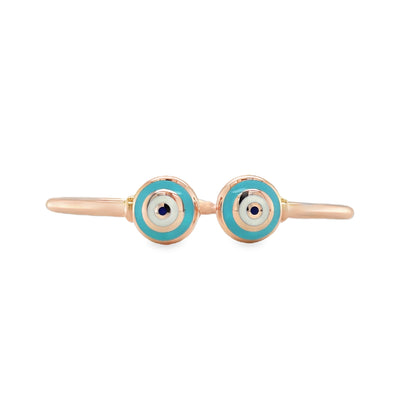 Jai's 14K Rose Gold Turquoise Evil Eye Bangle