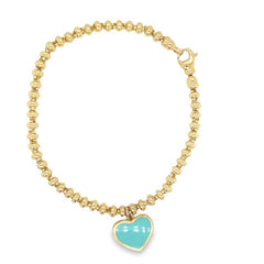 Jai's 14K Yellow Gold Turquoise Heart Chain Bracelet