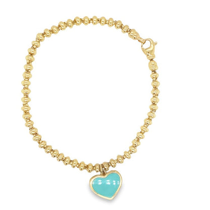 Jai's 14K Yellow Gold Turquoise Heart Chain Bracelet