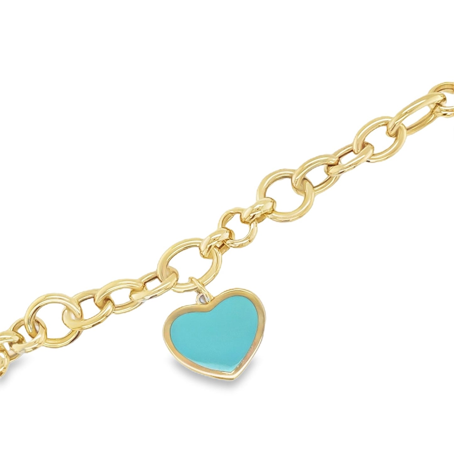 Jai's 14K Yellow Gold Turquoise Heart Chain Bracelet