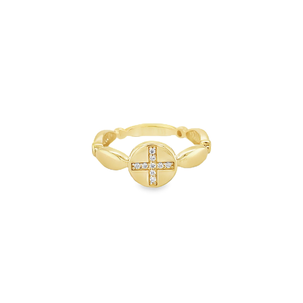 Jai's 14K Yellow Gold Sparkling Cross Sigil Ring