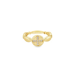 Jai's 14K Yellow Gold Sparkling Cross Sigil Ring