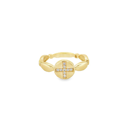 Jai's 14K Yellow Gold Sparkling Cross Sigil Ring