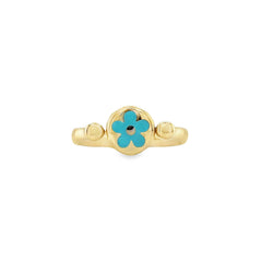 Jai's 14K Yellow Gold Turquoise Flower Ring