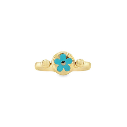 Jai's 14K Yellow Gold Turquoise Flower Ring