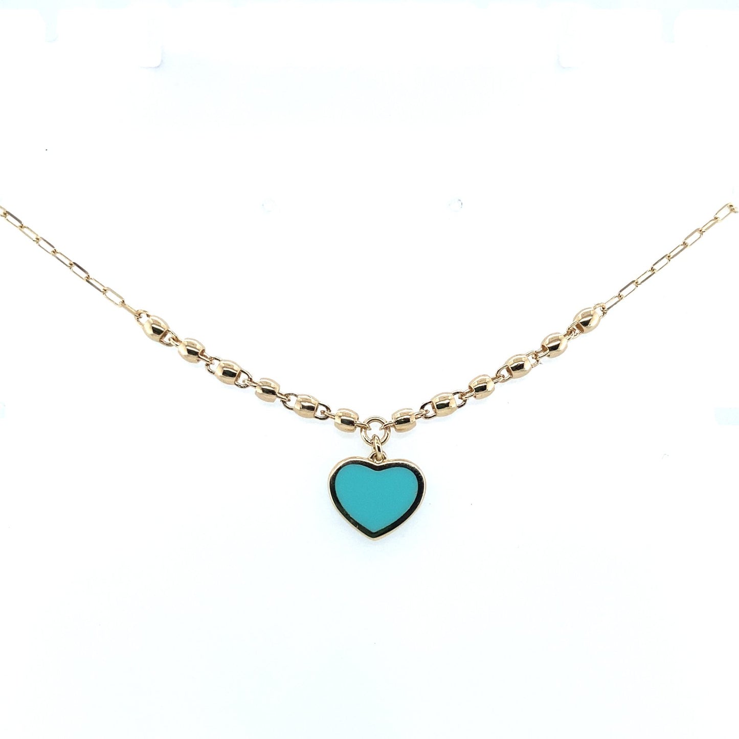 Jai's 14K Yellow Gold Turquoise Heart Anklet
