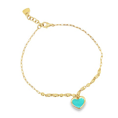 Jai's 14K Yellow Gold Turquoise Heart Anklet