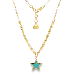Jai's 14K Yellow Gold Reversible Turquoise & White Star Necklace