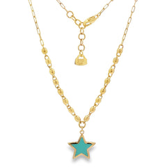 Jai's 14K Yellow Gold Reversible Turquoise & White Star Necklace