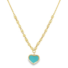 Jai's 14K Yellow Gold Turquoise Heart Necklace