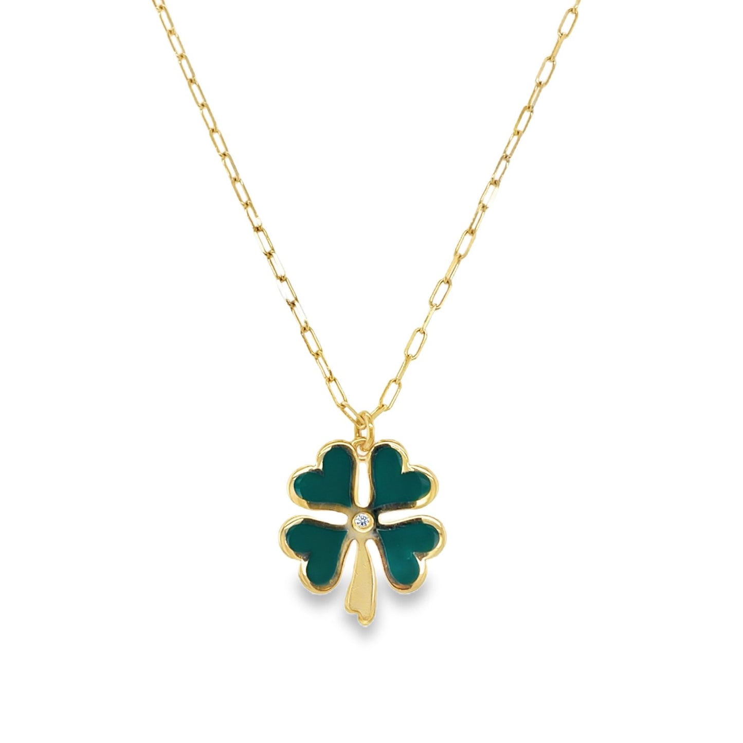 Jai's 14K Yellow Gold Reversible Clover Necklace